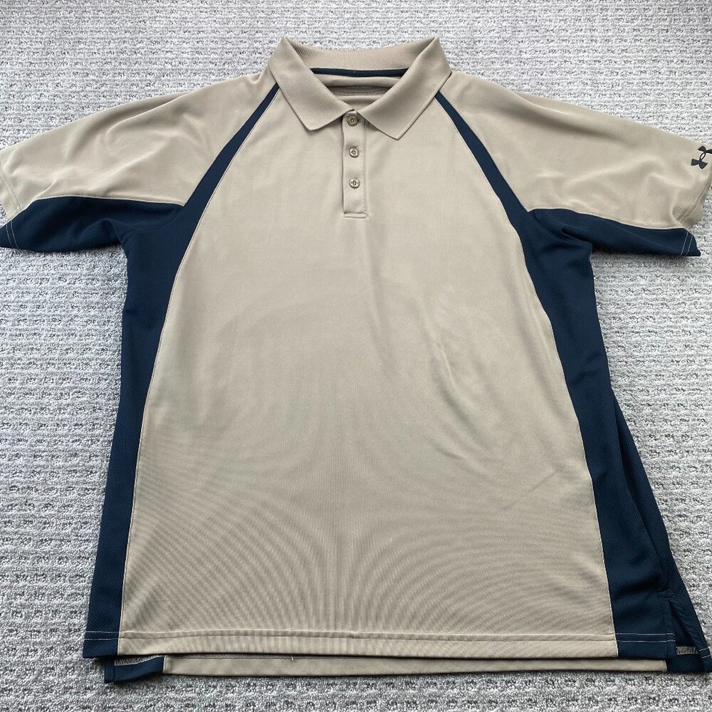 Under ARMOUR US Golf Shirt Heat Gear Men XXL Brown Black Activewear Golfer Golf